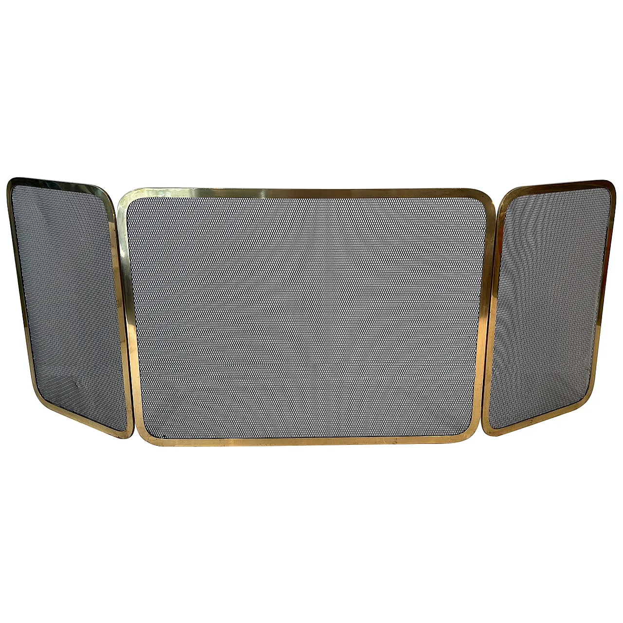 Brass fireplace screen and grill, 1970s 1
