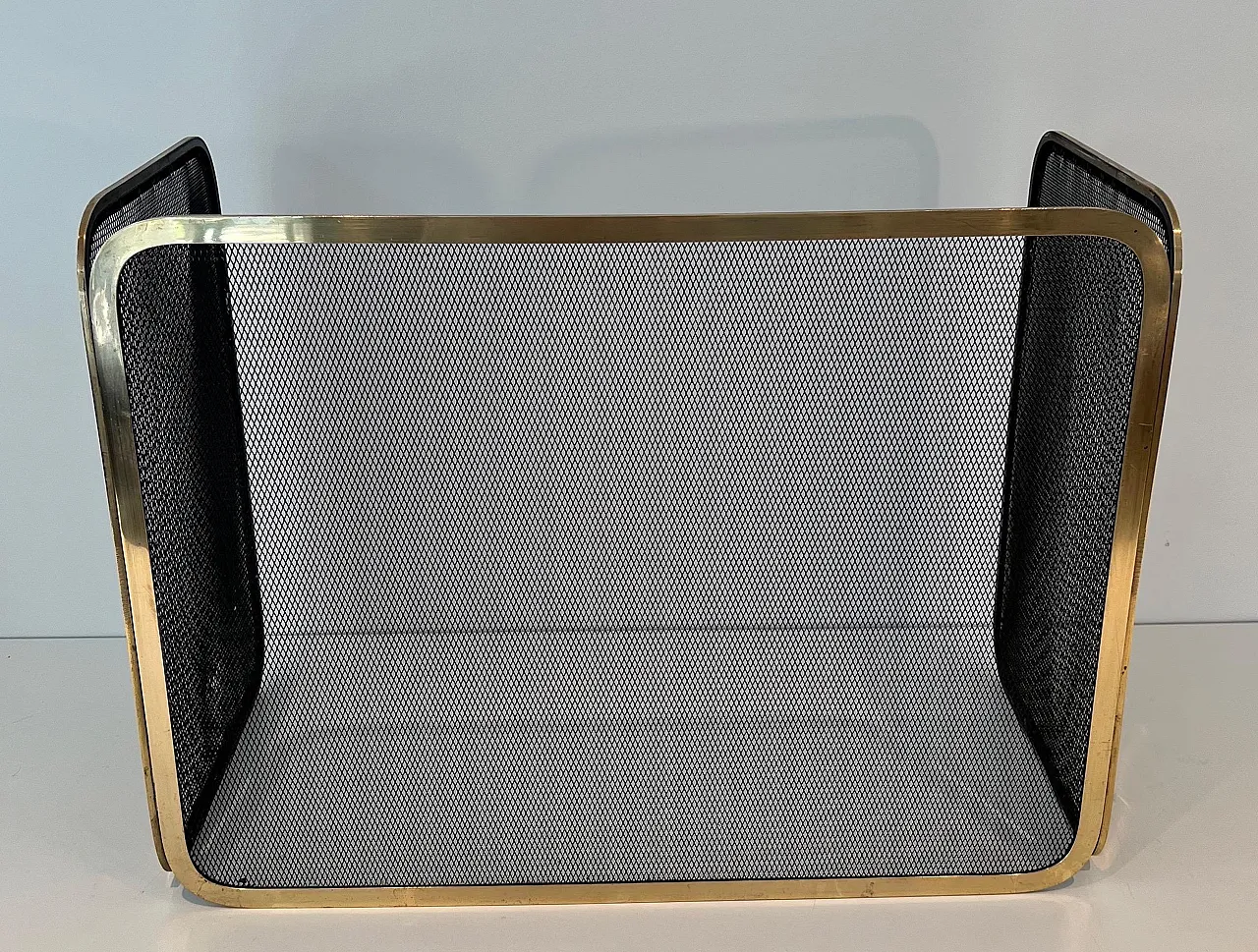 Brass fireplace screen and grill, 1970s 6