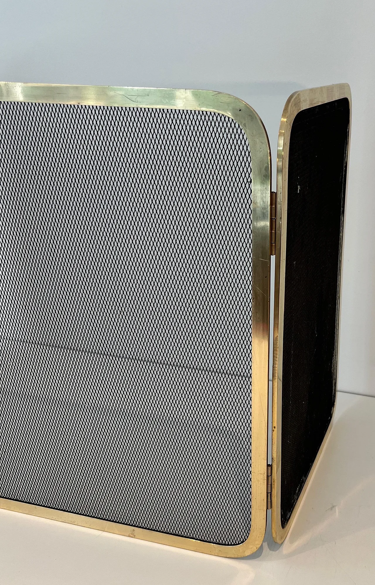 Brass fireplace screen and grill, 1970s 10