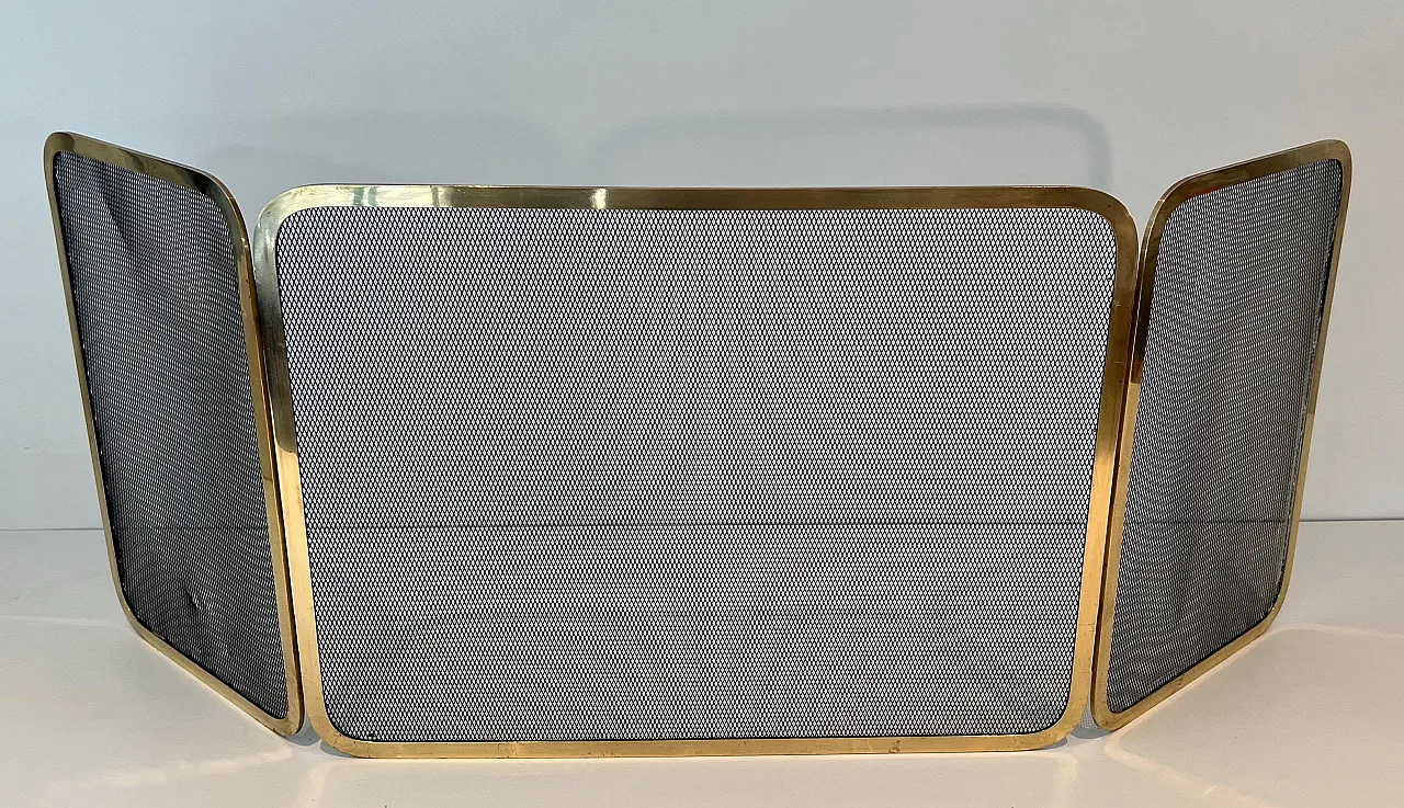 Brass fireplace screen and grill, 1970s 13