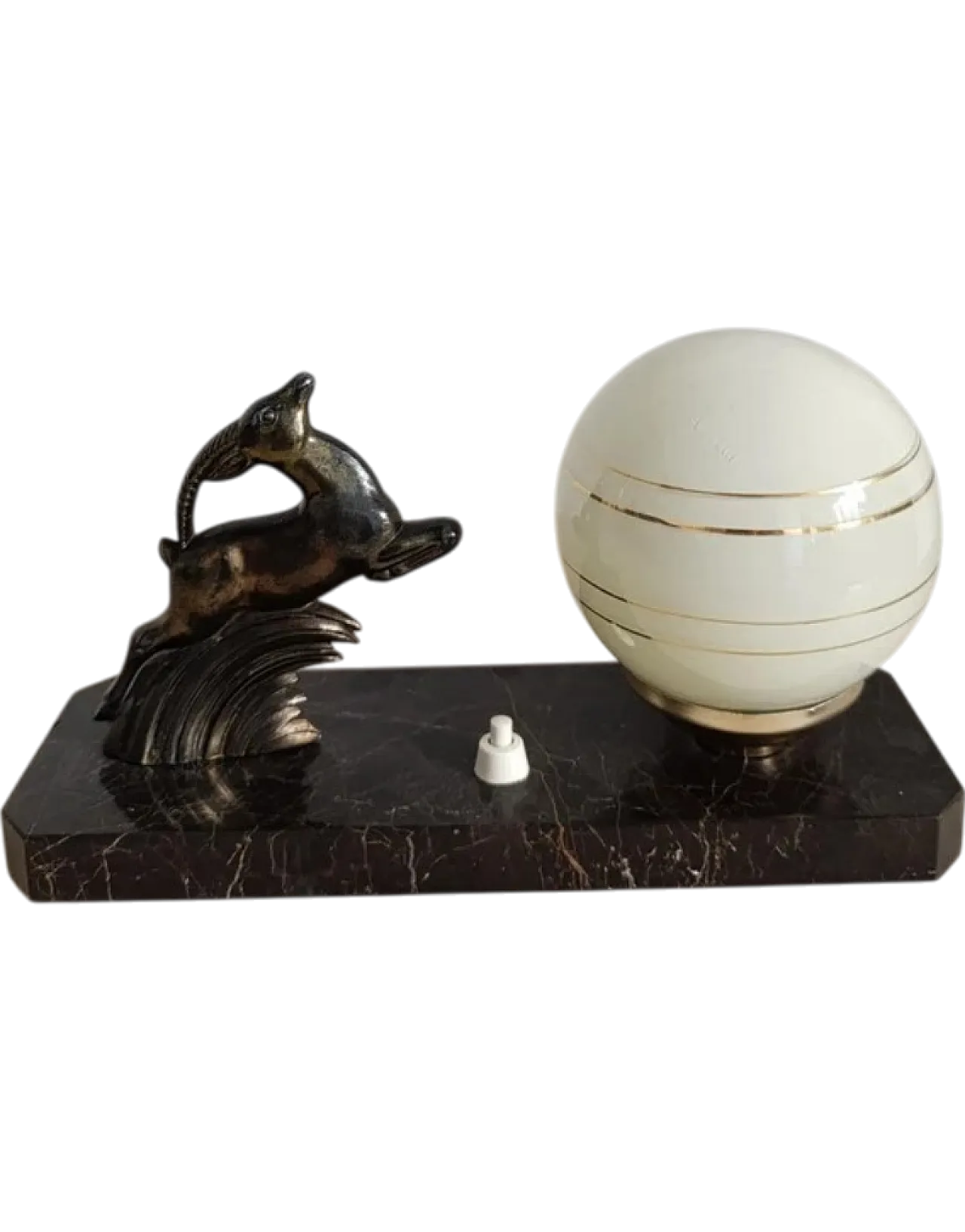 Art Deco Table Lamp with glass sphere, 1930s 8