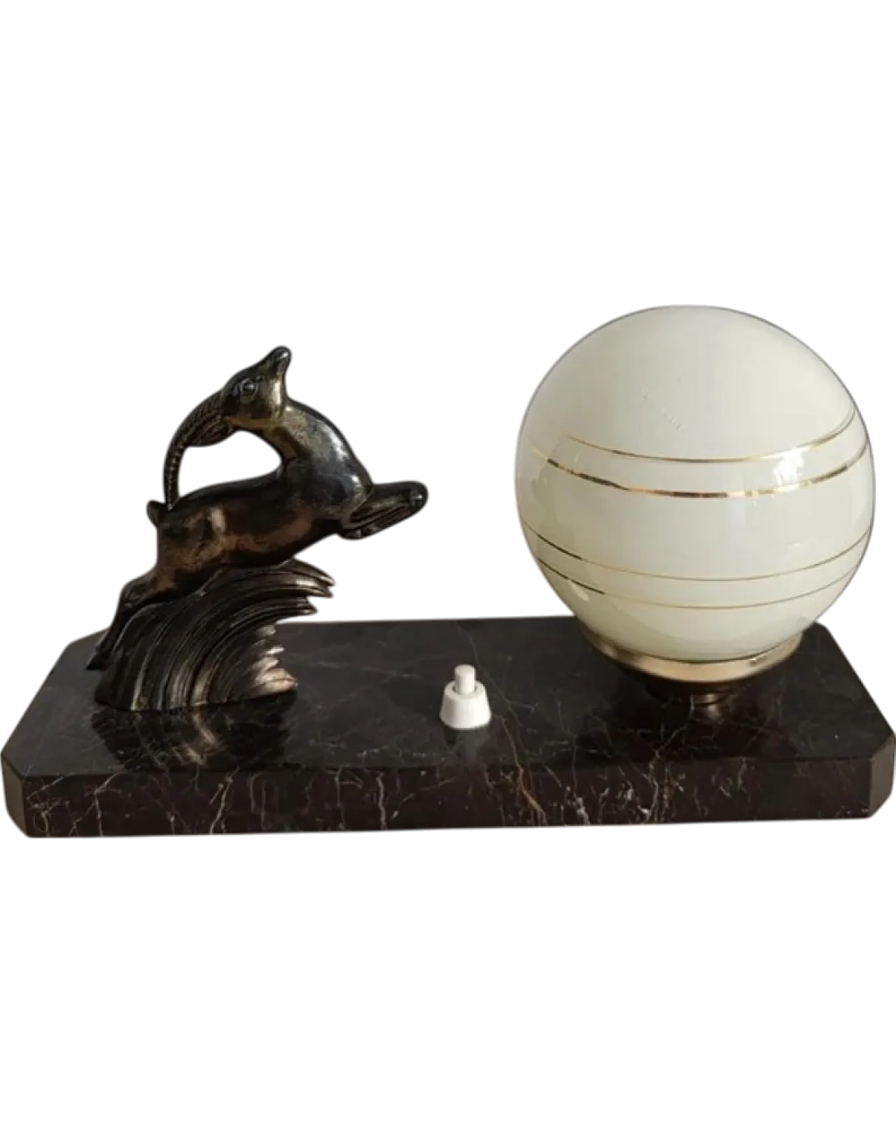 Art Deco Table Lamp with glass sphere, 1930s 9