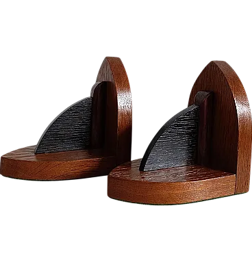 Set of Wooden Art Deco Bookends, 1940s