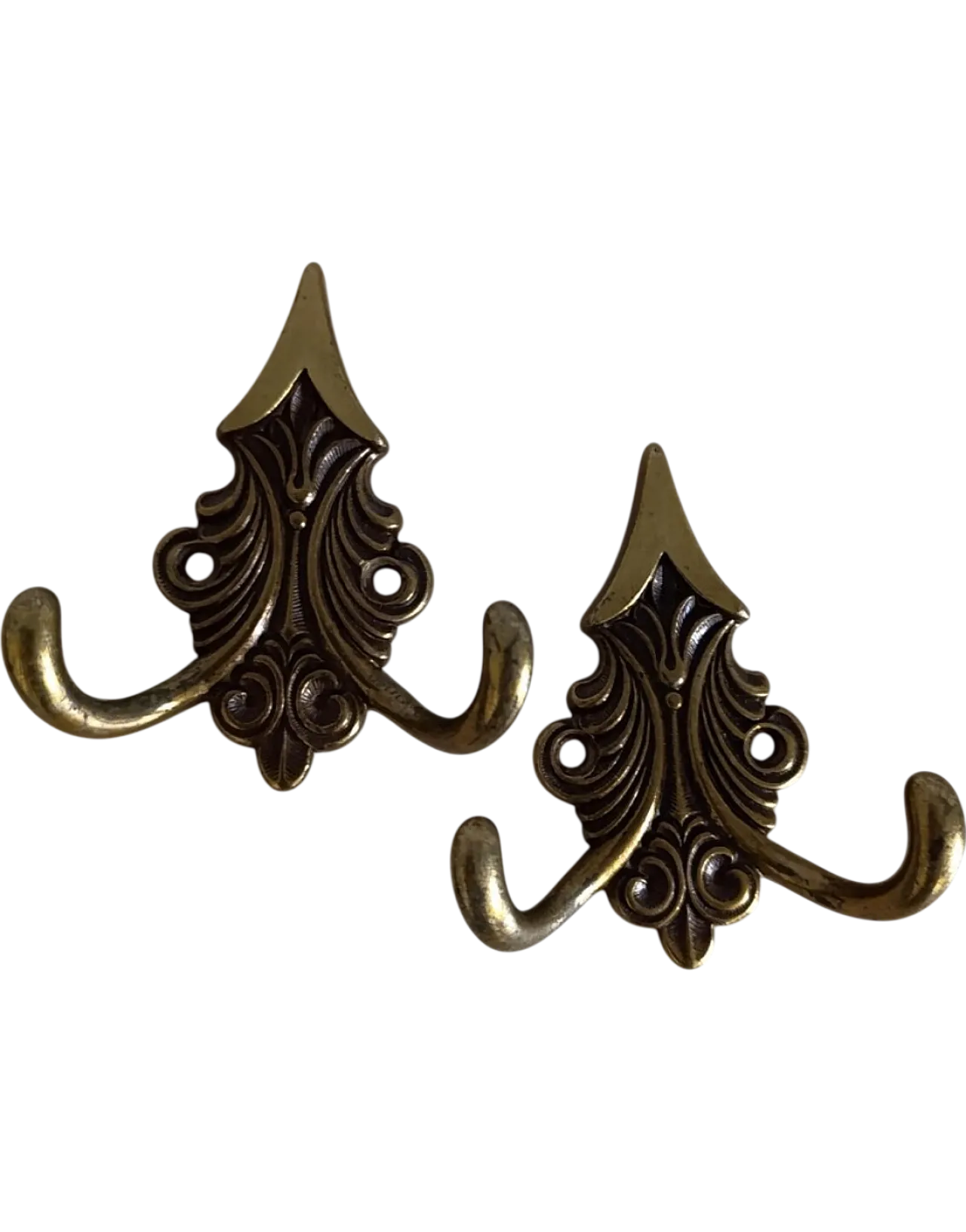 Ganci appendiabiti francesi in ottone, primi '900 6