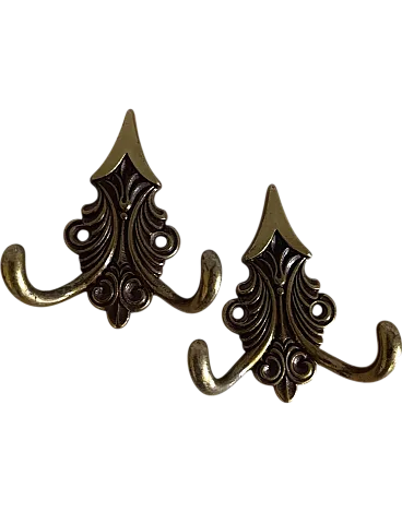 Antique French Brass Hooks, early 20th century