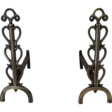 Coppia di candelabri in ottone nello stile di Raymond Subes, anni '70