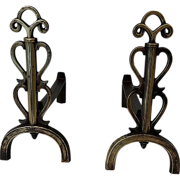 Coppia di candelabri in ottone nello stile di Raymond Subes, anni '40