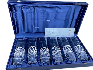 6 Bicchieri in cristallo con fascia in argento 925, fine '900