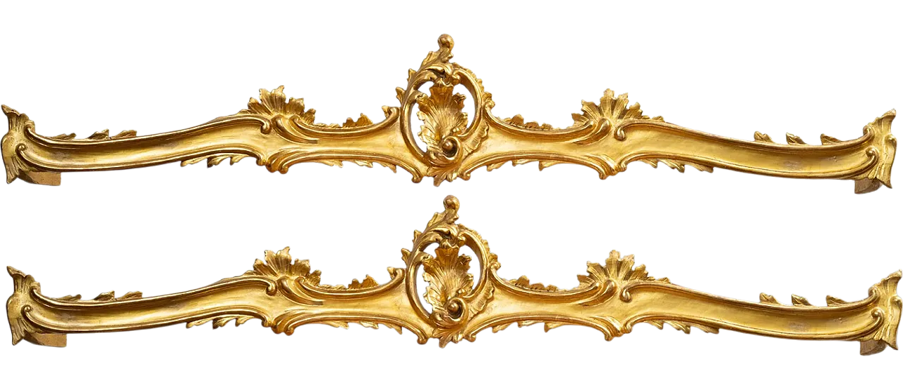 Coppia di zineffe Luigi Filippo Napoletane in legno dorato, '800 5