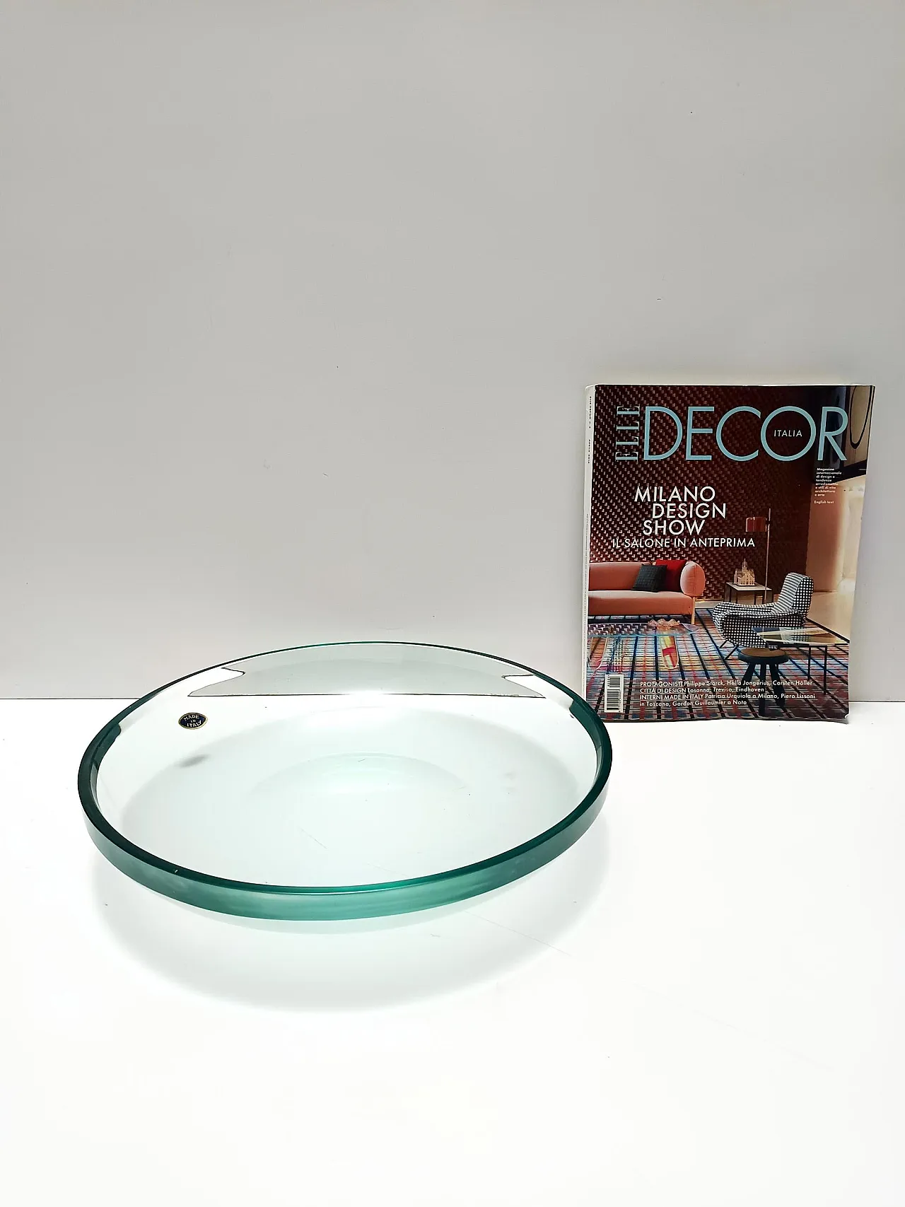 Thick glass centerpiece inFontana Arte style, 60s 2