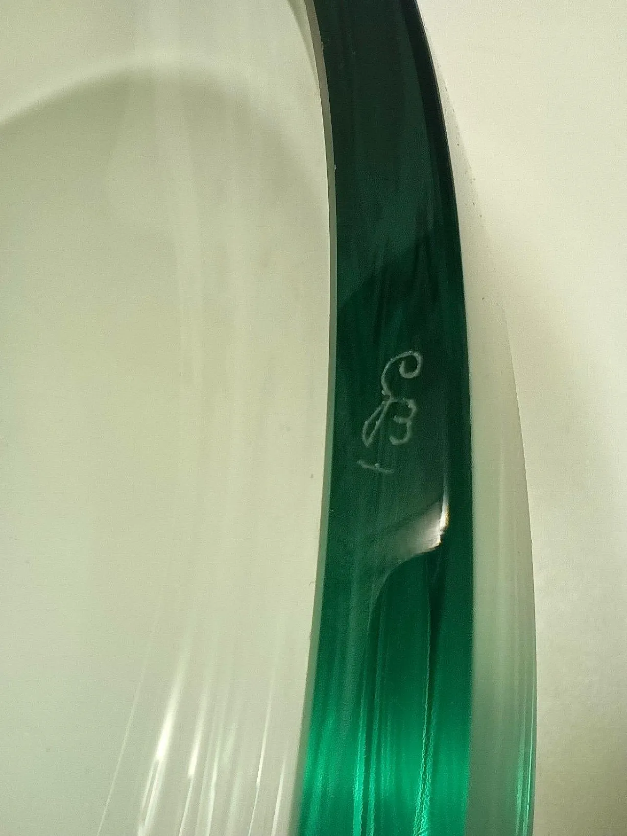 Thick glass centerpiece inFontana Arte style, 60s 6