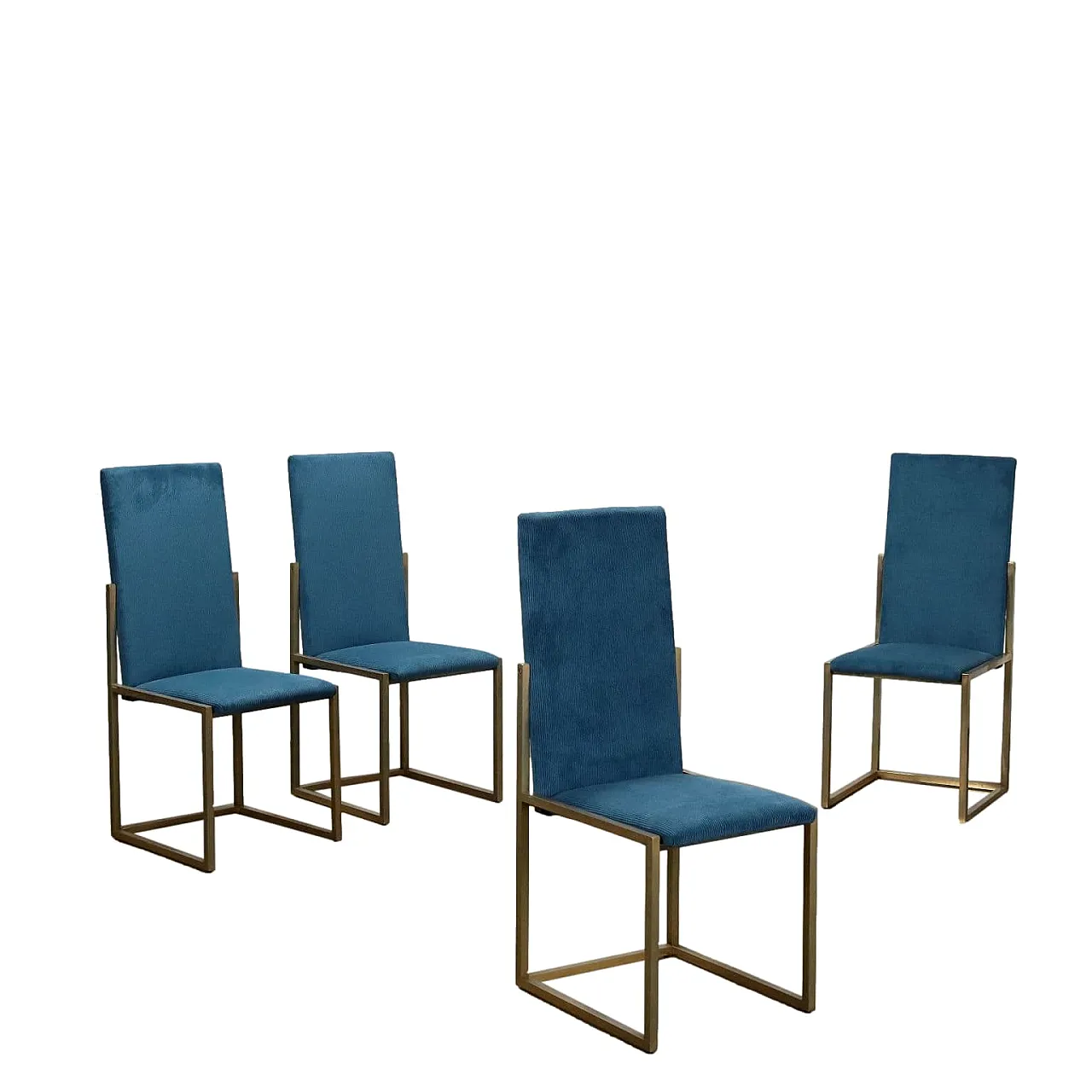 4 Brass chairs with corduroy upholstery, 1970s 1