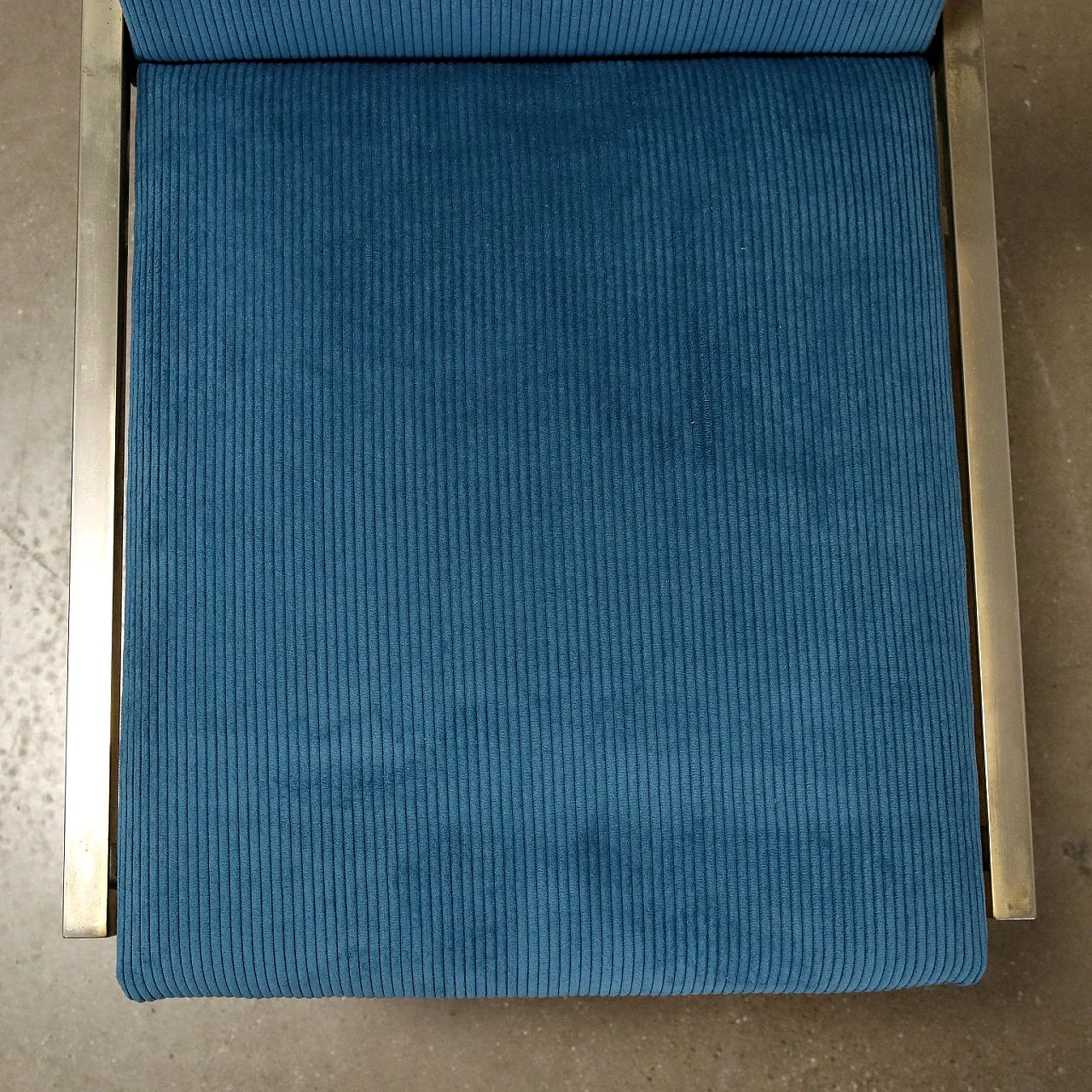 4 Brass chairs with corduroy upholstery, 1970s 4