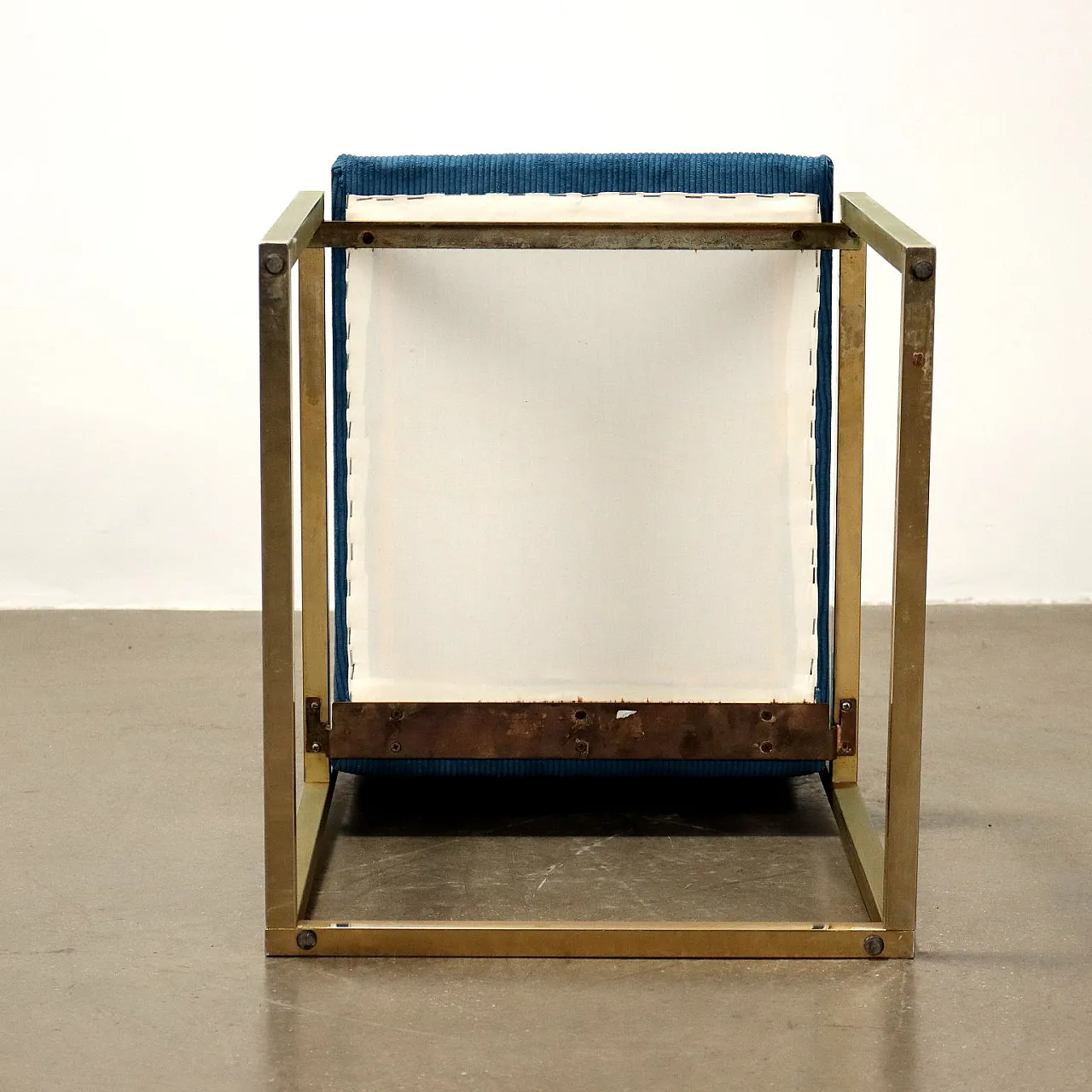 4 Brass chairs with corduroy upholstery, 1970s 6