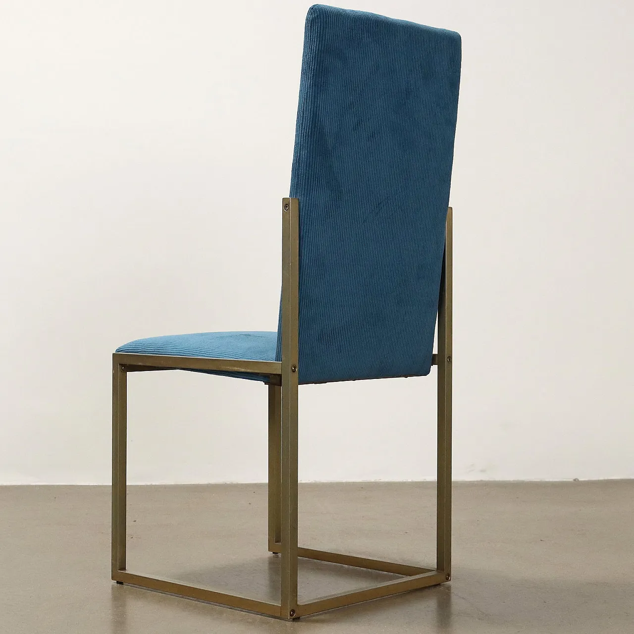 4 Brass chairs with corduroy upholstery, 1970s 7