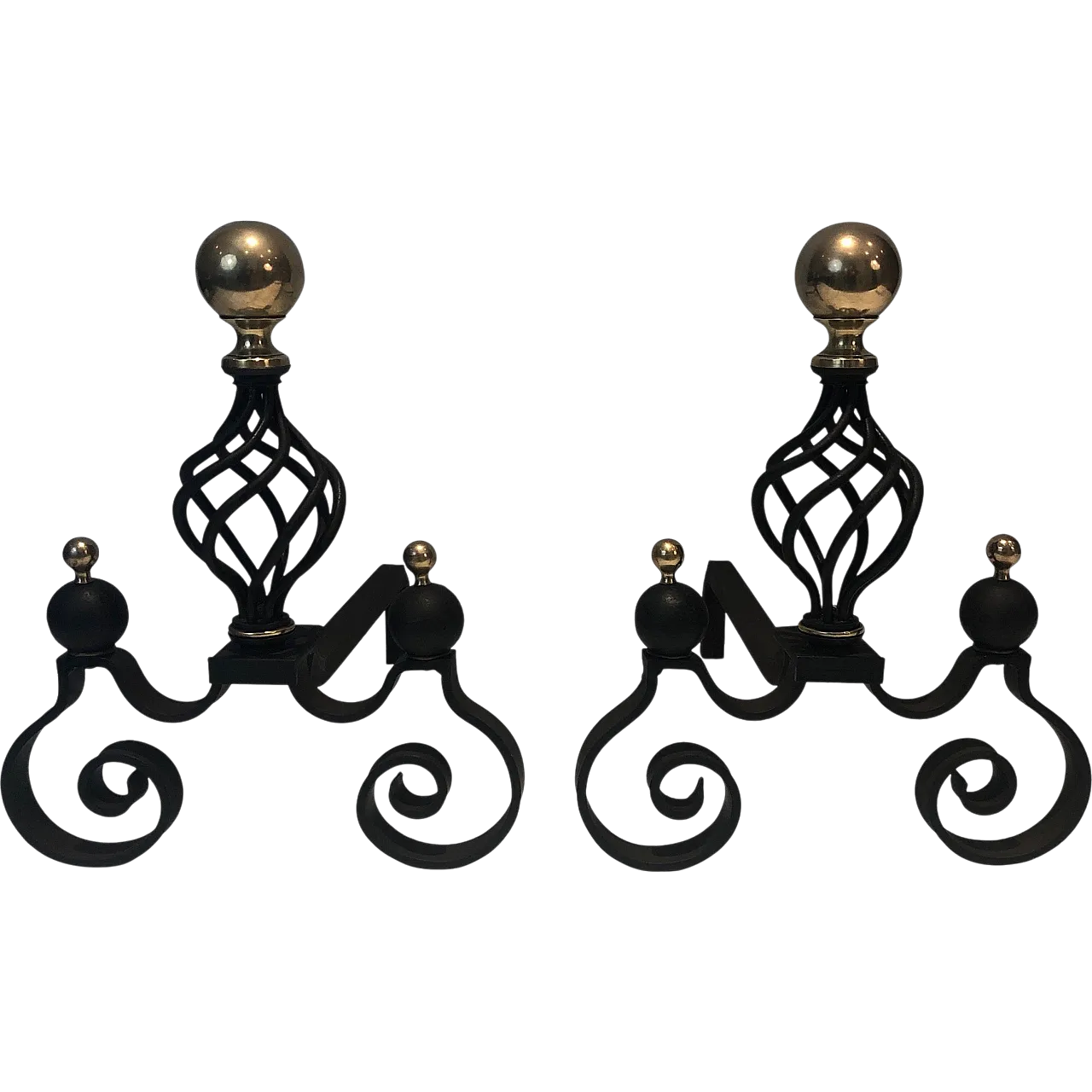 Pair of wrought iron and brass hallways, 1970s 20