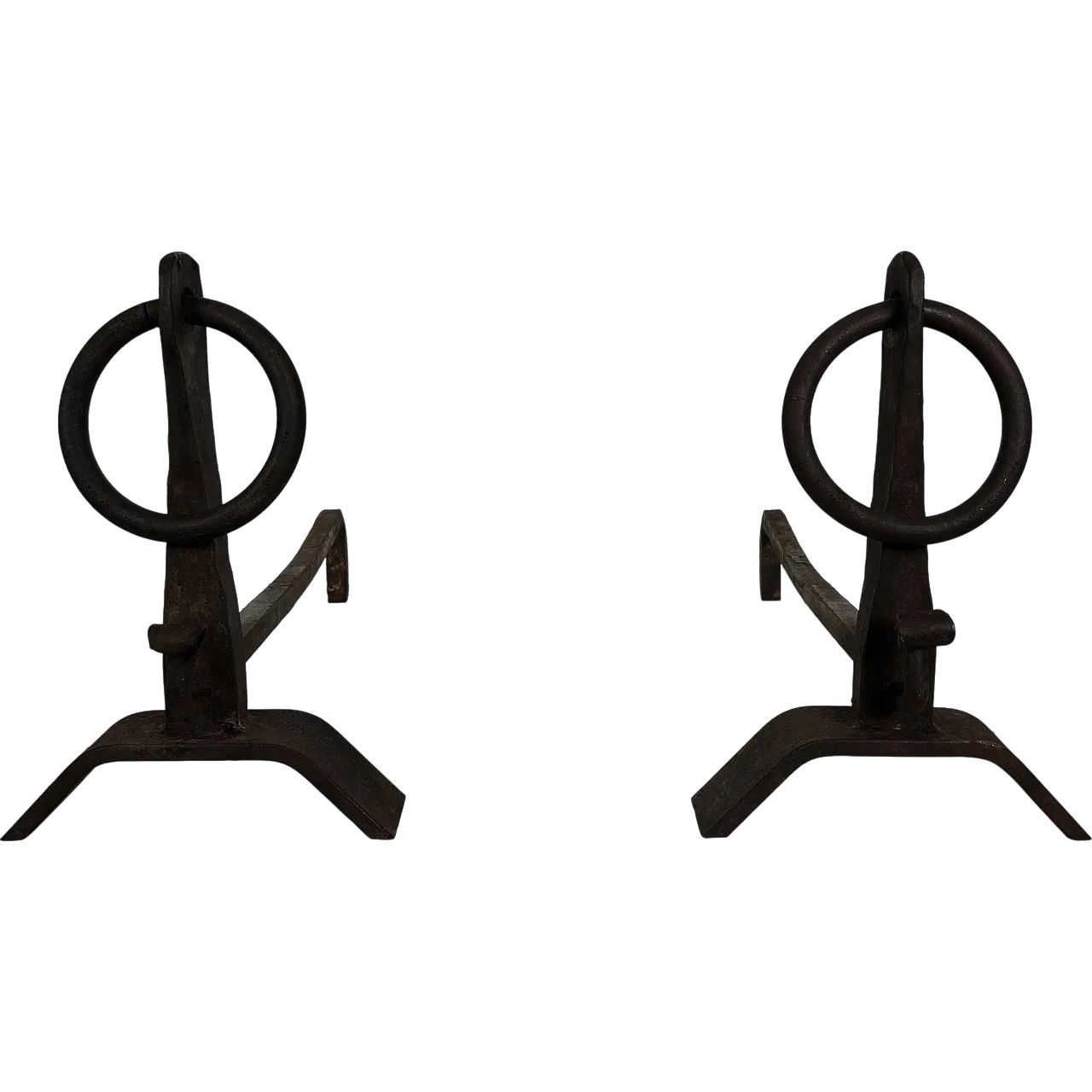 Coppia di androni in ferro battuto stile di Jacques Adnet, anni '50 13