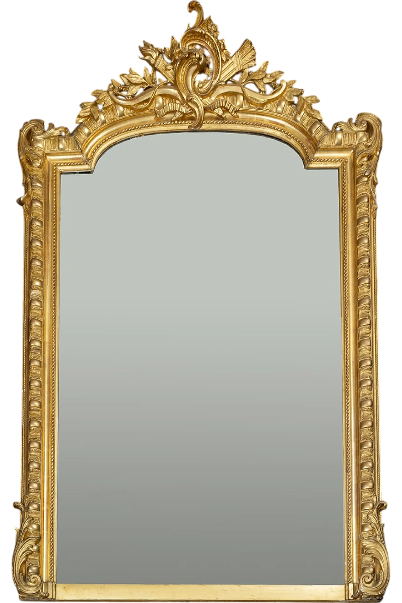 French Napoleon III mirror in gilded and carved wood, 19th century 4