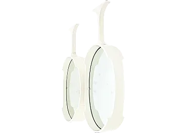 Coppia di specchi rotondo bianchi, anni '70