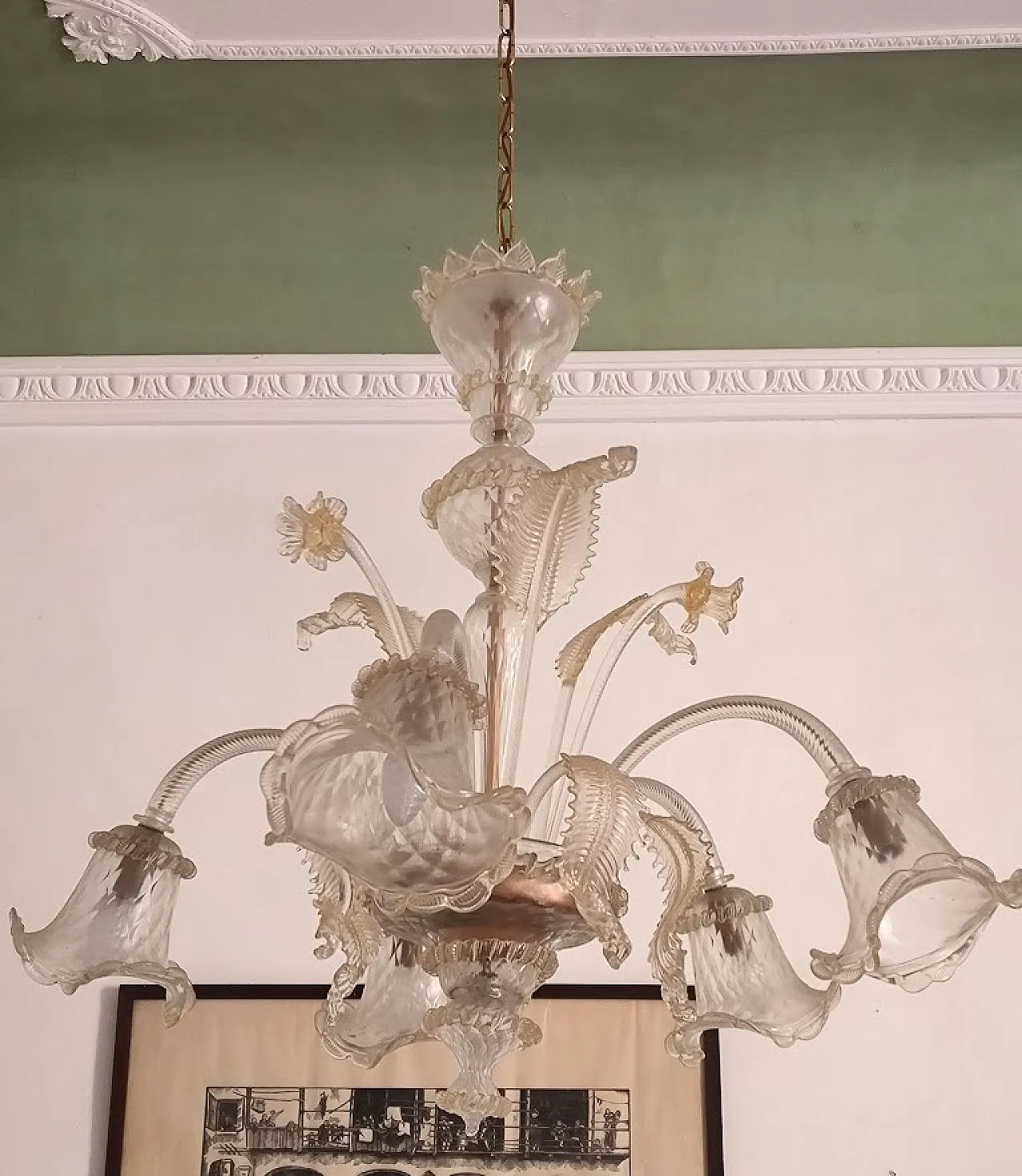 3 rari lampadari di Murano e 7 applique in vetro soffiato, anni '30 10