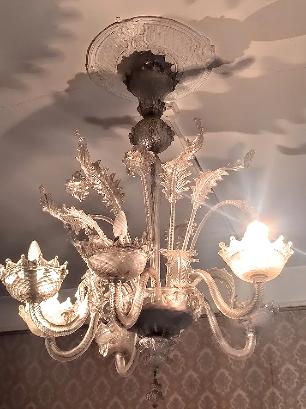 3 rari lampadari di Murano e 7 applique in vetro soffiato, anni '30 12
