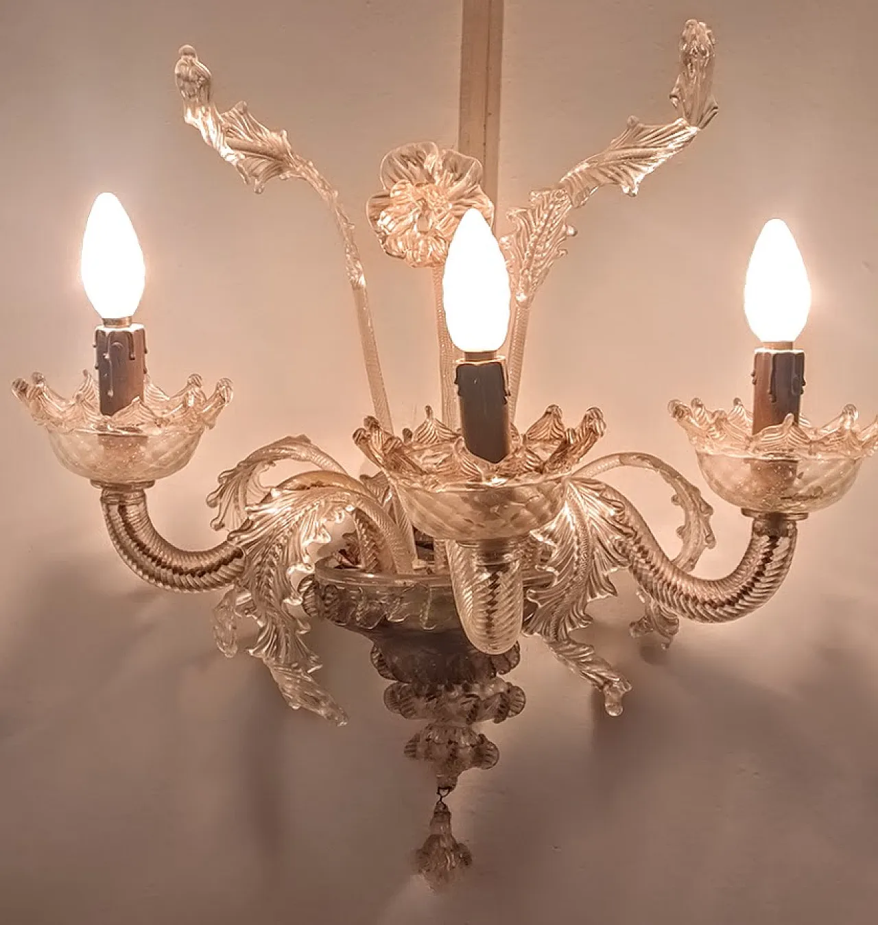 3 rari lampadari di Murano e 7 applique in vetro soffiato, anni '30 14