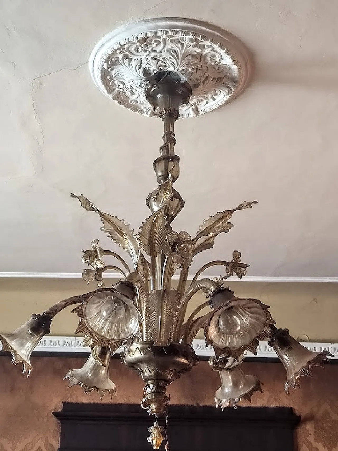 3 rari lampadari di Murano e 7 applique in vetro soffiato, anni '30 16