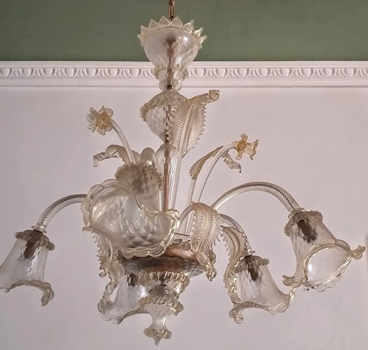 3 rari lampadari di Murano e 7 applique in vetro soffiato, anni '30 21