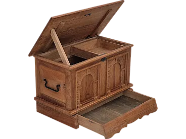 Danish side box with drawer, solid oak wood, 70s