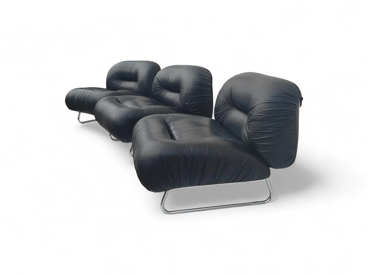 Set of 3 mid century Italian armchairs, 1980s 2