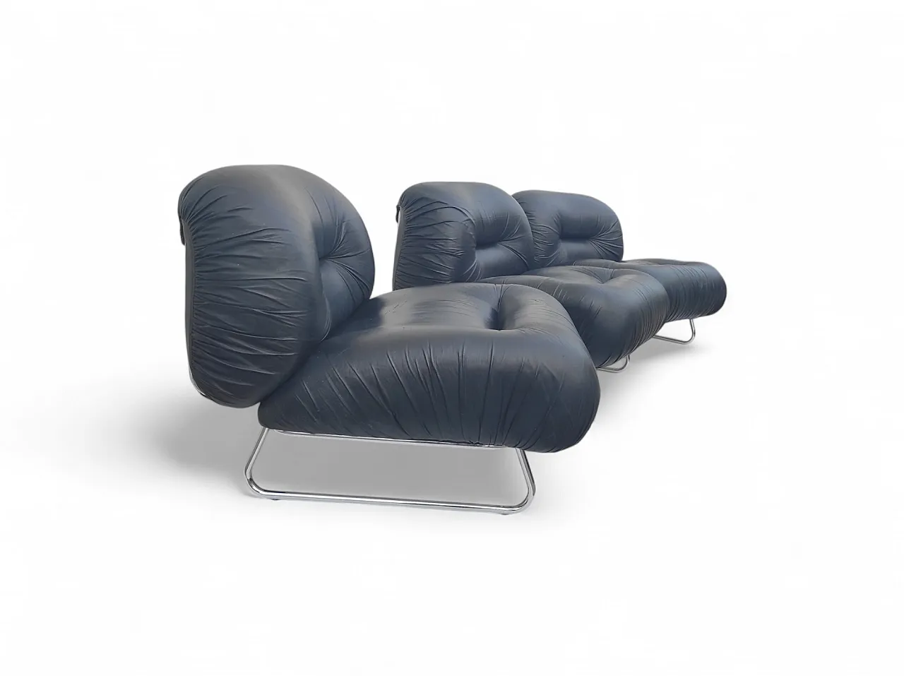 Set of 3 mid century Italian armchairs, 1980s 3