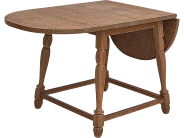 Danish foldable side table, solid oak wood, 1960s