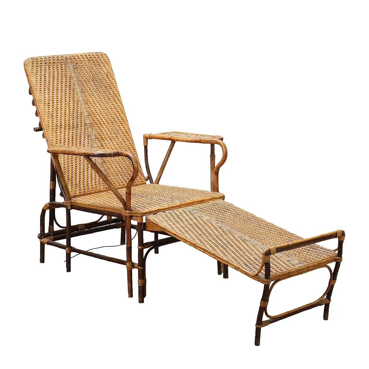 Art Nouveau wicker and bamboo reclining armchair, late 19th century 1