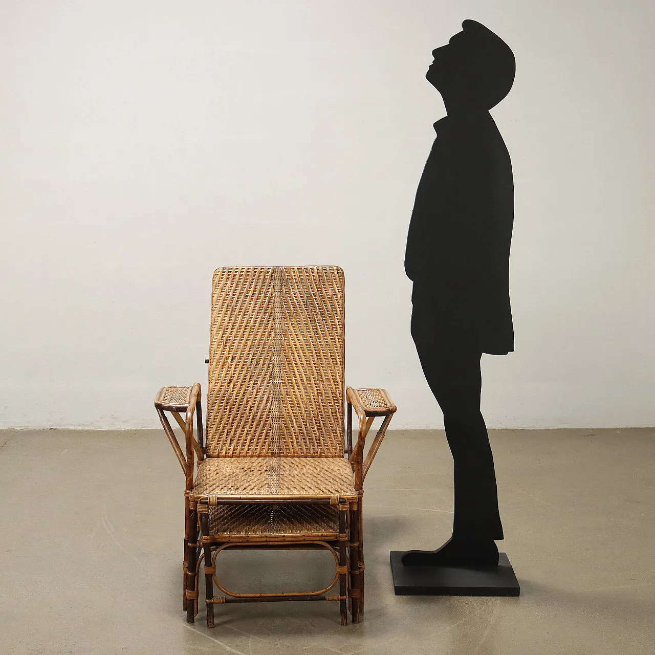 Art Nouveau wicker and bamboo reclining armchair, late 19th century 2