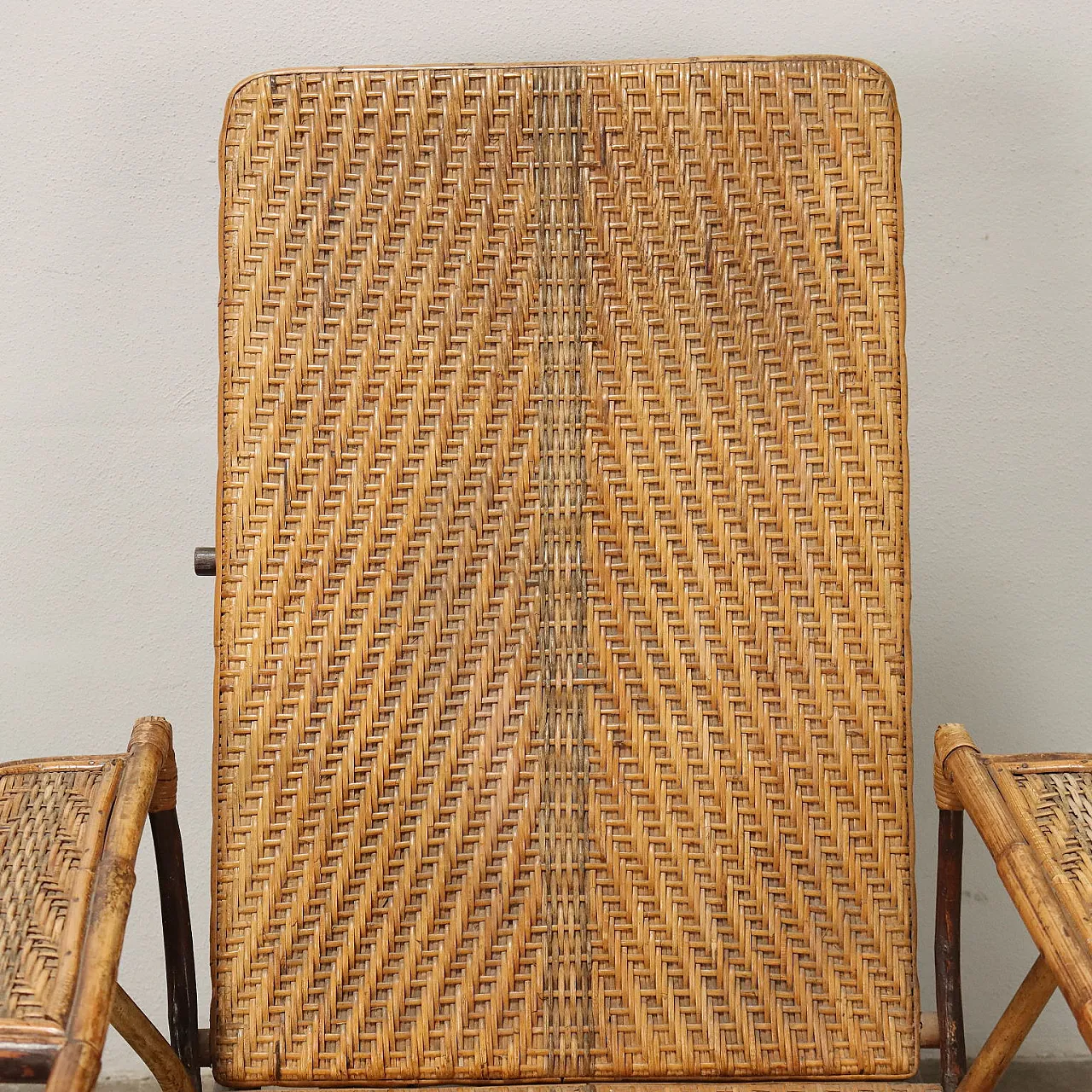 Art Nouveau wicker and bamboo reclining armchair, late 19th century 4