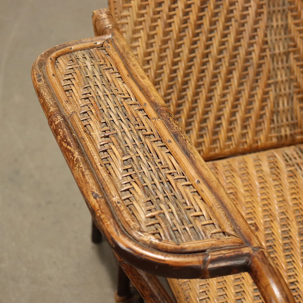 Art Nouveau wicker and bamboo reclining armchair, late 19th century 5