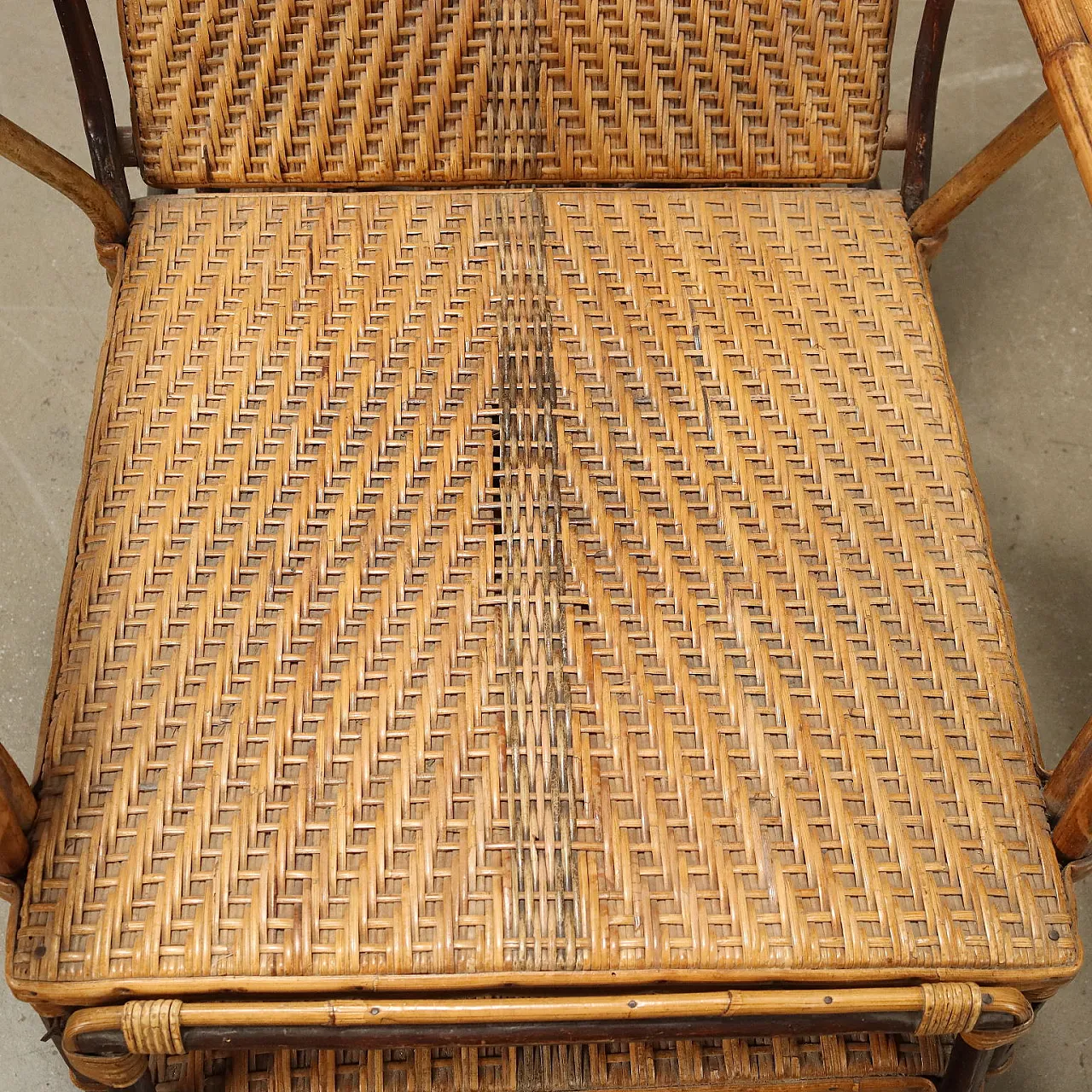 Art Nouveau wicker and bamboo reclining armchair, late 19th century 6