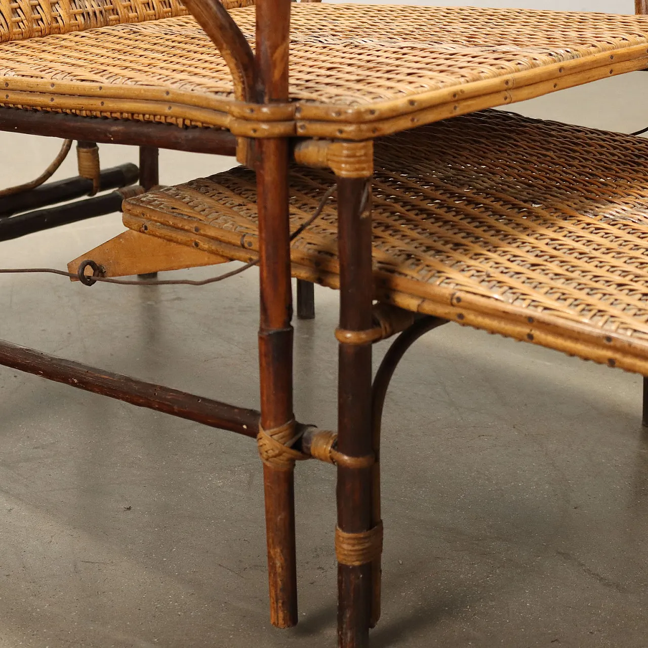 Art Nouveau wicker and bamboo reclining armchair, late 19th century 8