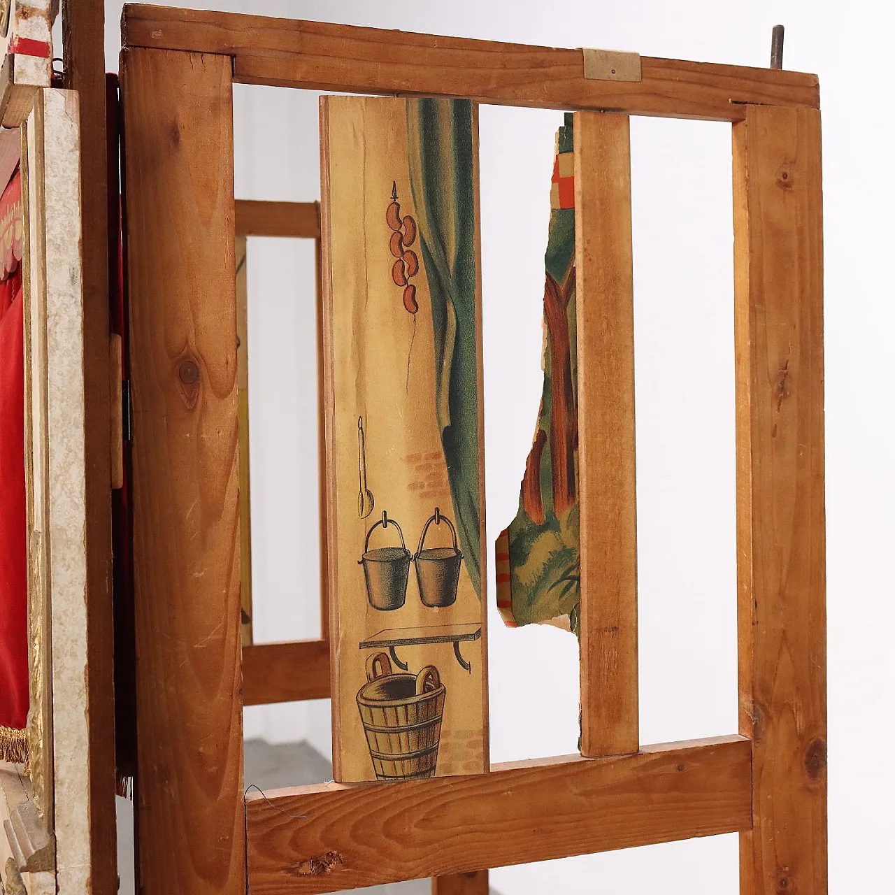 Teatrino portatile per marionette in legno, metà '900 10