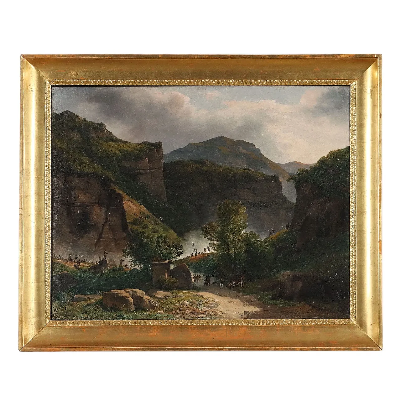 Historical subject, painting by Giuseppe Canella, 19th century 1