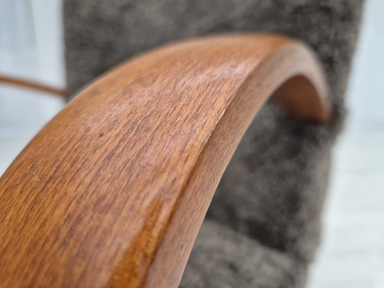 1960s, reupholstered Danish art deco armchair, genuine sheepskin. 8