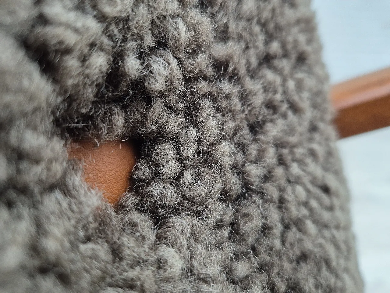 1960s, reupholstered Danish art deco armchair, genuine sheepskin. 9