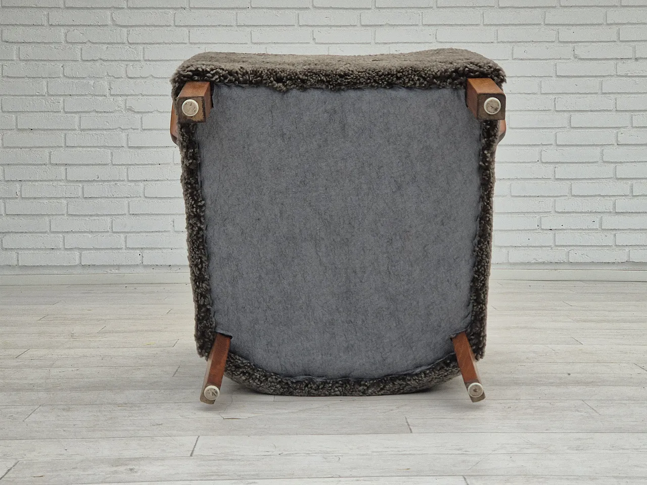 1960s, reupholstered Danish art deco armchair, genuine sheepskin. 21