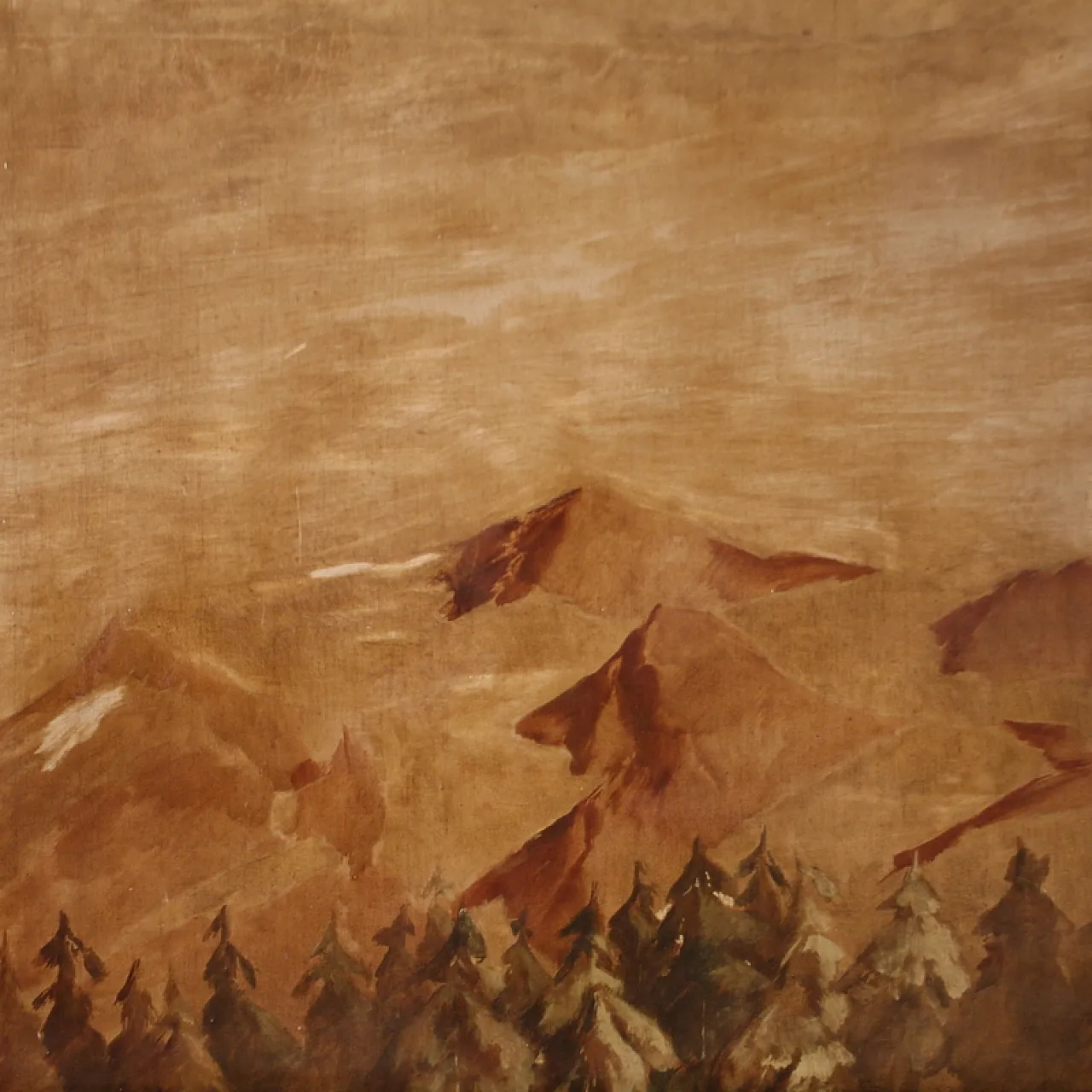 Spanish landscape painting with mountains, early 20th century 3