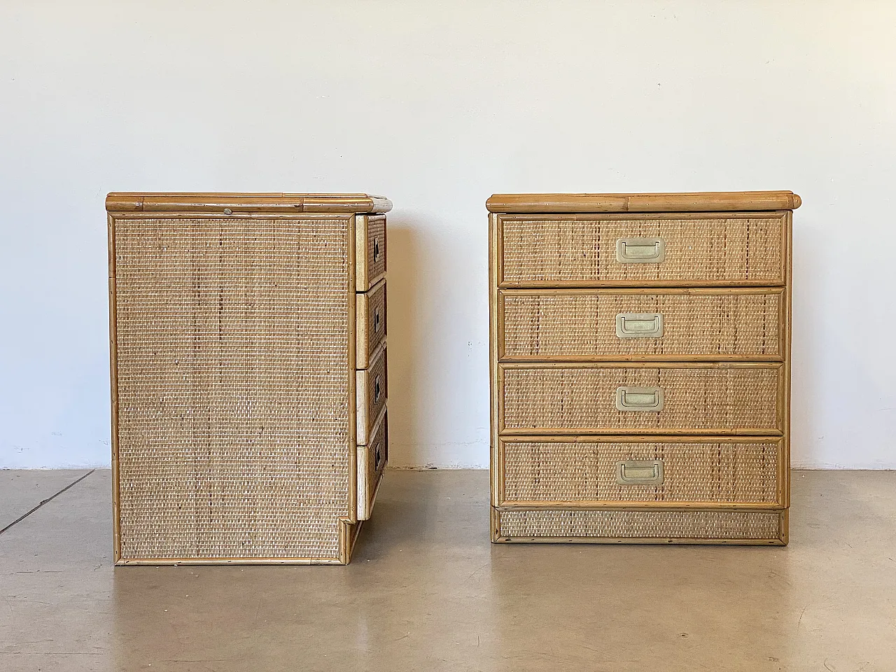 Pair of wicker bedside tables, 70s 3