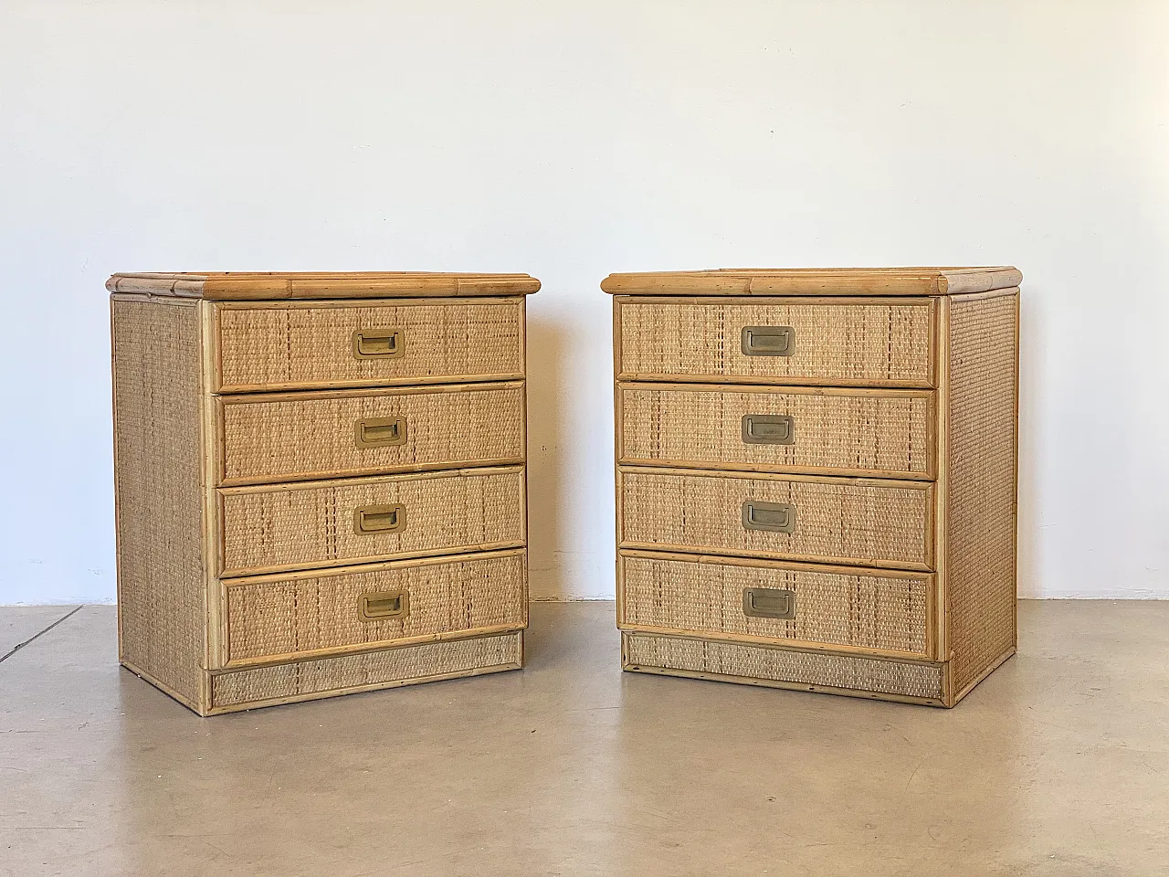 Pair of wicker bedside tables, 70s 4