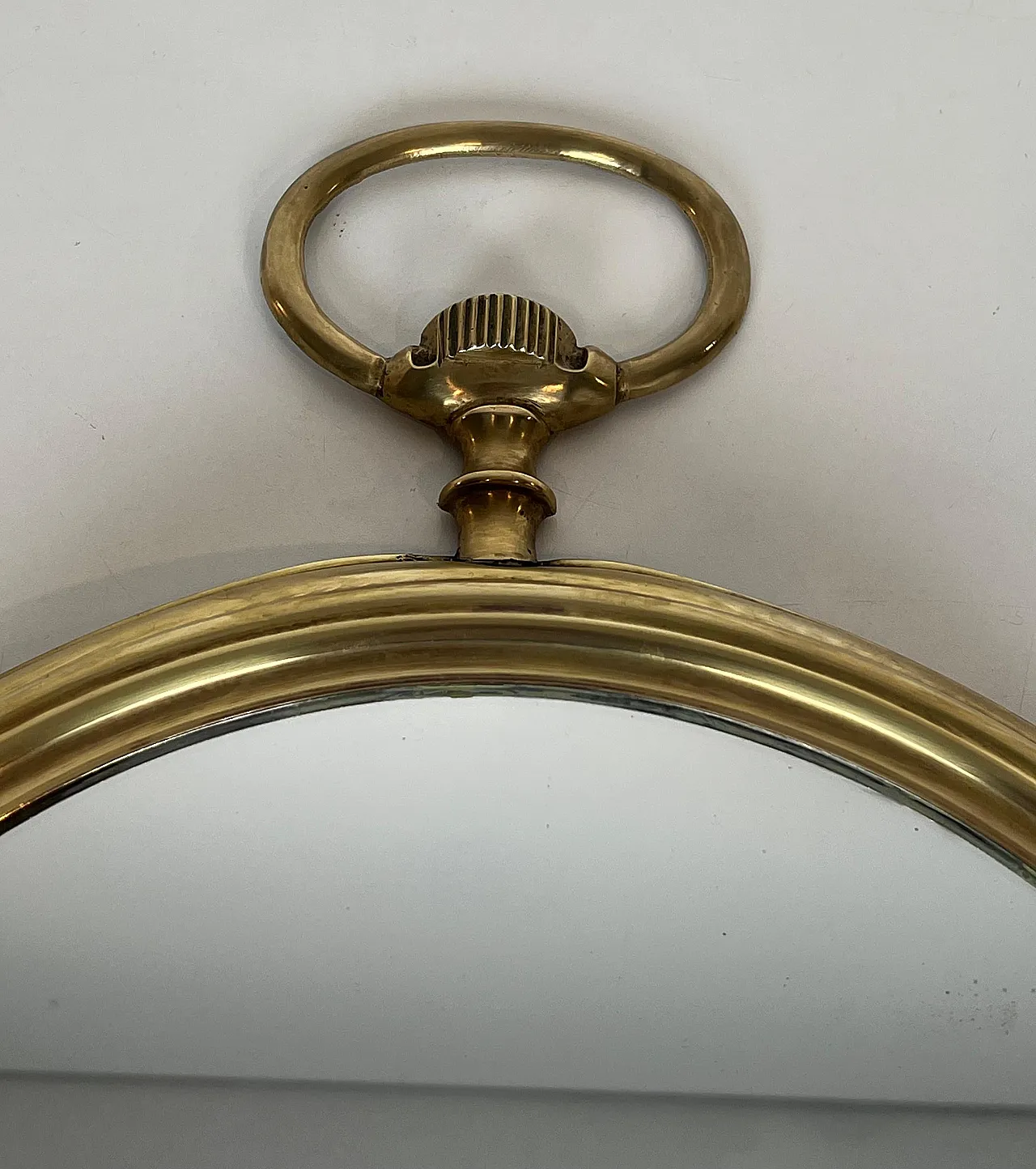 Brass mirror in the shape of a pocket watch, 1970s 6