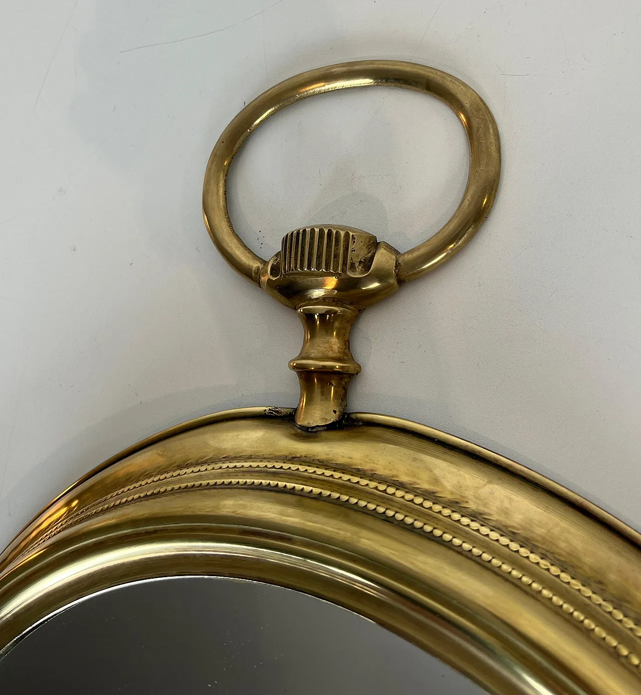 Brass mirror in the shape of a pocket watch, 1970s 7