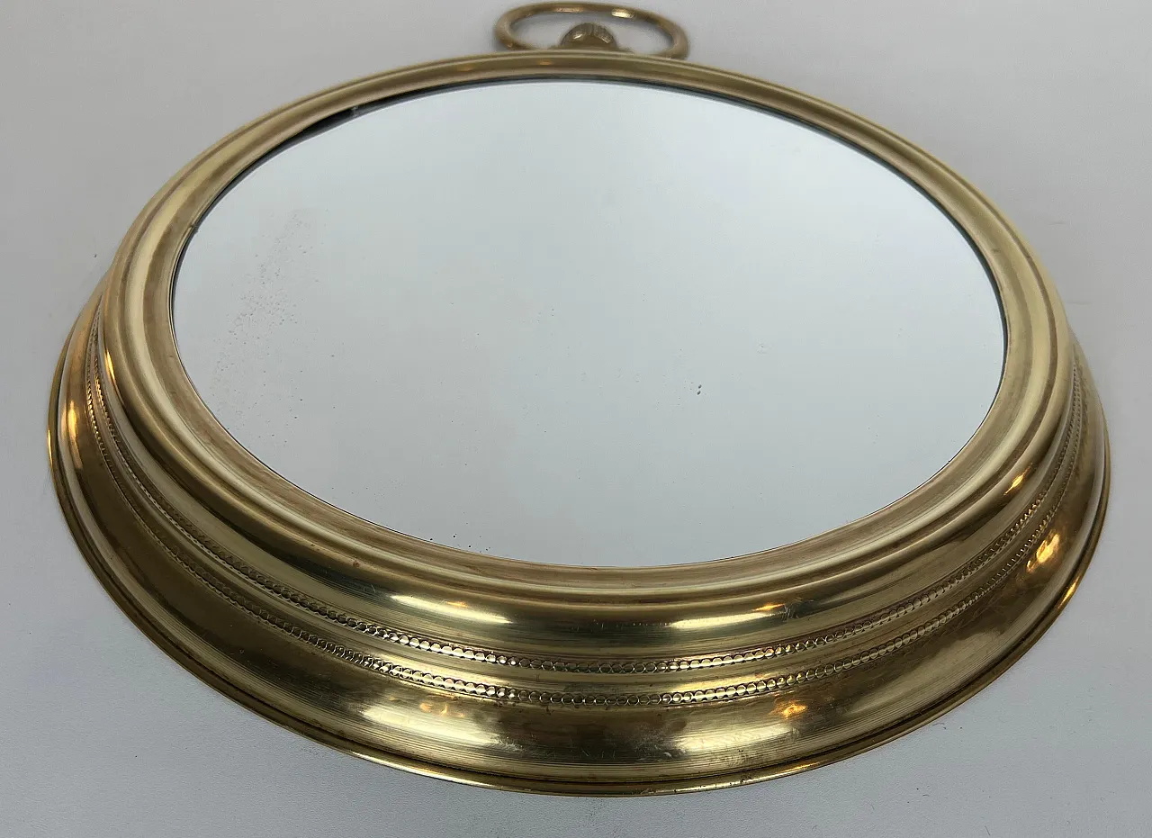 Brass mirror in the shape of a pocket watch, 1970s 8