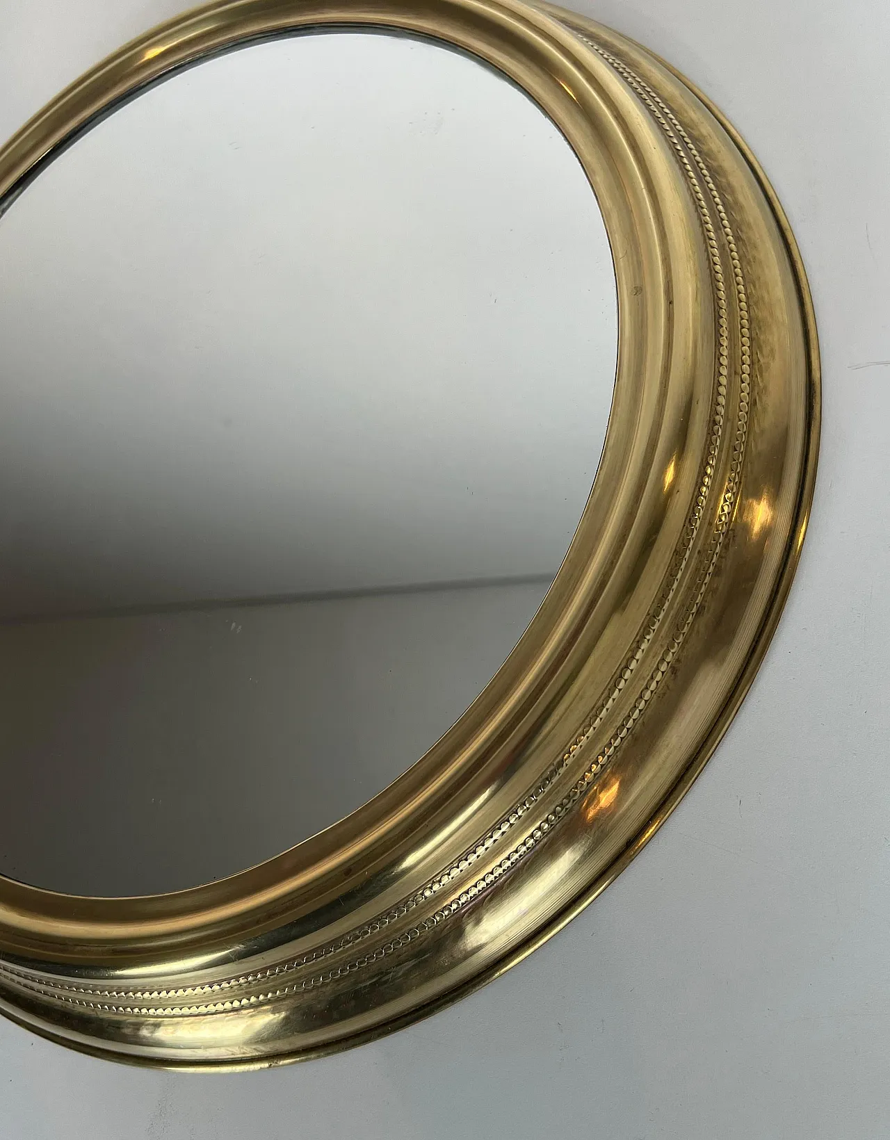 Brass mirror in the shape of a pocket watch, 1970s 9